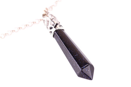 Stylish necklace with natural stone isolated on white background.