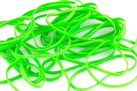Green rubber bands closeup picture.の写真素材