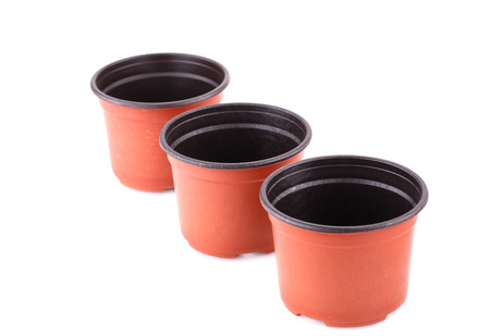 Flower pots isolated on a white background.の写真素材