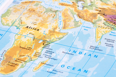 Part of the world physical map with Asia and Africa.の写真素材