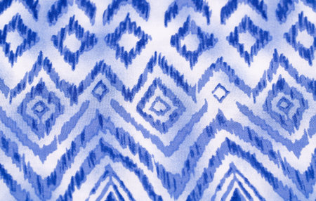 Blue and white fabric background closeup picture.