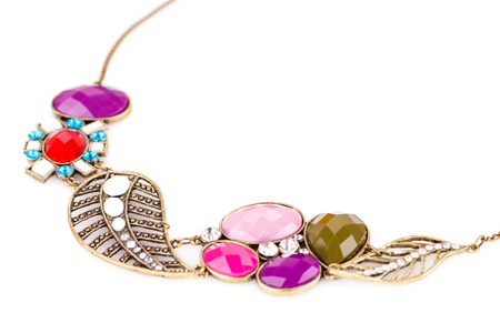Colorful necklace isolated on white background.の写真素材