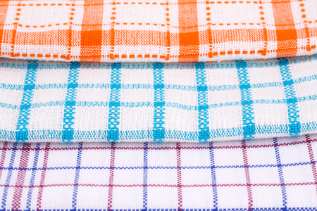 Colorful kitchen towels closeup picture.の写真素材