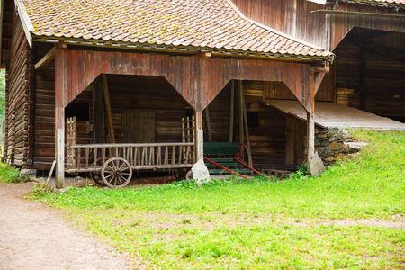Traditional old wooden farm house in Oslo, Norway.の写真素材