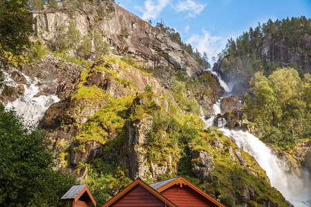 Latefossen, one of the biggest waterfalls in Norway.の写真素材