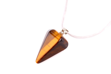 Stylish necklace with natural stone isolated on white background.