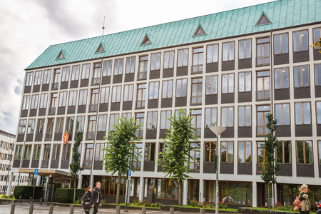 Oslo, Norway-August 14, 2014 - Building with big windows in Norwegian capital.のeditorial素材