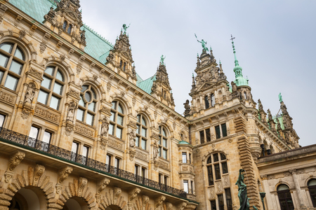 The statue of Hygieia the goddess of health and hygiene n the courtyard of Hamburg City Hall (Rathaus), Germany.のeditorial素材