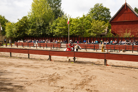 Sundby Lolland, Denmark - August 21, 2017 - The medieval knights tournament in The Middle Ages Center, the experimental living history museum.のeditorial素材