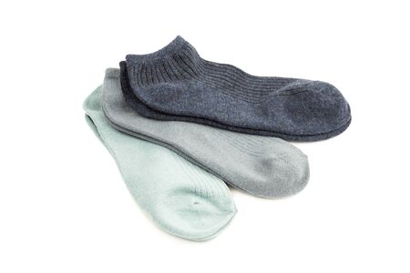 Three pairs of socks isolated on white background.の写真素材