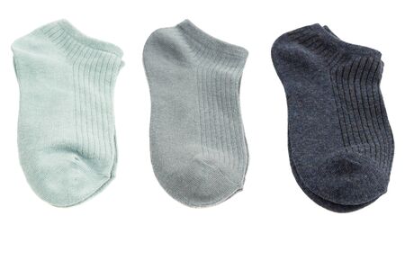 Three pairs of socks isolated on white background.の写真素材