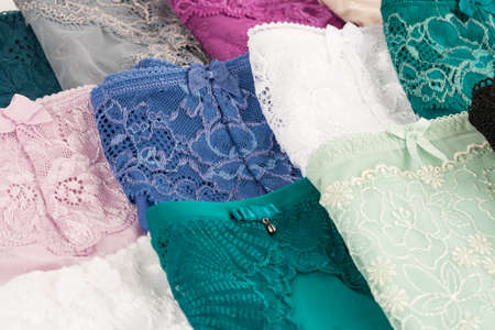 Many colorful panties close up picture.の写真素材