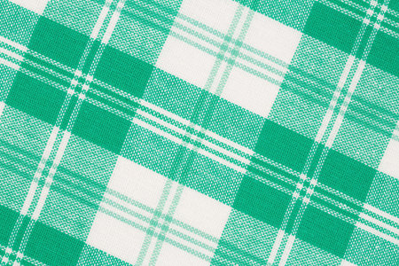 Green and white kitchen towel texture as a background, horizontal picture.の写真素材