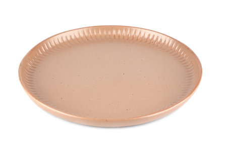 Ancient style brown empty plate isolated on white background.の写真素材