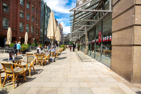 Poststrasse street in Hamburg, Germany. Some luxurious shops and cafes in Poststrasse street in Hamburgのeditorial素材