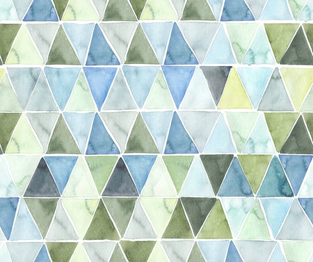 Hand painted watercolor triangle allover seamless pattern