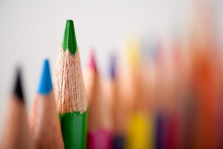 Wave of multicolored pencils - greenの写真素材