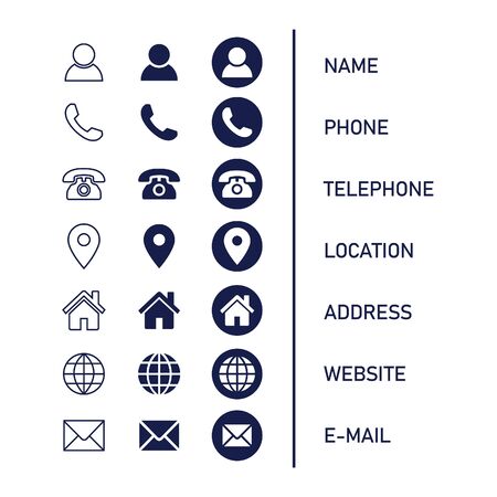 Contact information Icon in Vector Format , all are 21 iconsのイラスト素材