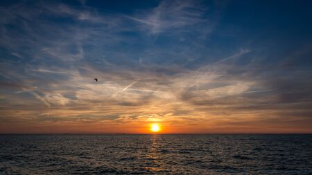 Sunset Marker Lake Netherlandsの写真素材