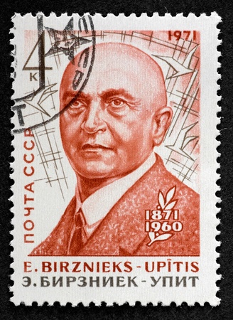 USSR - CIRCA 1971: The postal stamp printed in USSR is shown by the man, CIRCA 1971.の写真素材