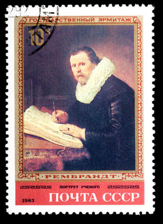 USSR - CIRCA 1983: The postal stamp printed in USSR is shown by the scientist, CIRCA 1983.のeditorial素材