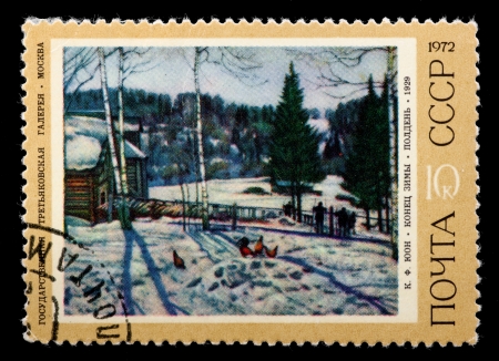 USSR - CIRCA 1972  The postal stamp printed in USSR is shown by the K F  Juon  The end of winter  Midday , CIRCA 1972 のeditorial素材