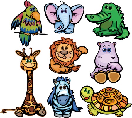 Cute wild animals, vectorのイラスト素材