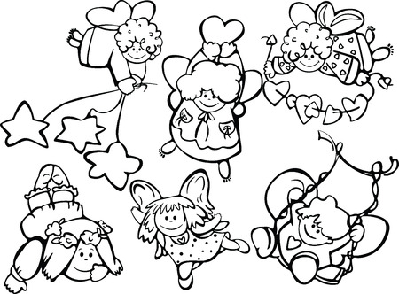 Set of cute angels for designのイラスト素材