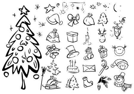 Set of silhouettes for xmas designのイラスト素材