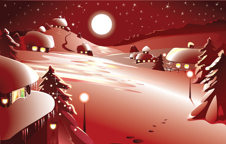 Merry Christmas! Happy New Year! in red color.のイラスト素材