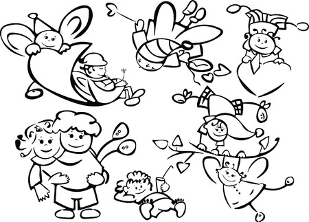 Set of cute angels for design のイラスト素材