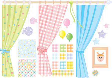 Baby's room,   elements for design, small girl.のイラスト素材