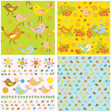Cute seamless  patterns with birds.のイラスト素材