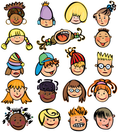  Kids faces. のイラスト素材