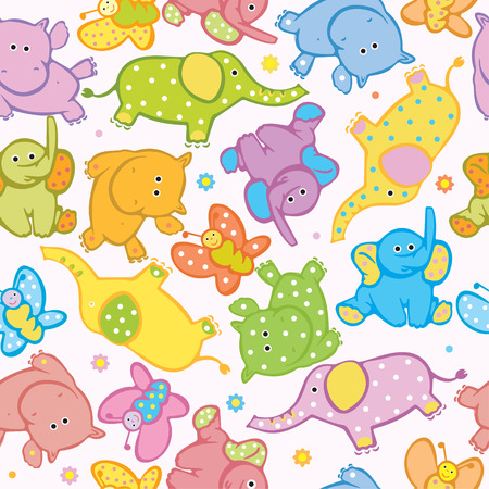 Seamless cute animalsのイラスト素材
