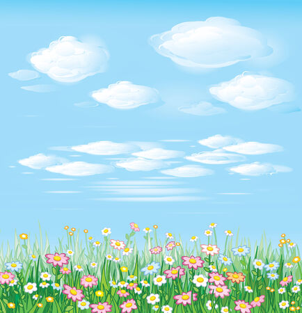  Beautiful spring meadow, のイラスト素材