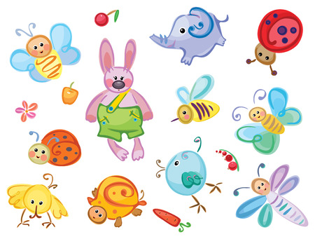 Cute animals and insects for your design.のイラスト素材