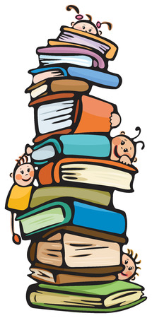 Fun kids on booksのイラスト素材