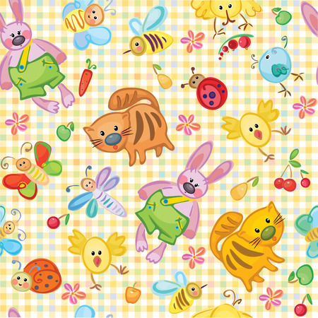Cute seamless animal's pattern for your design.のイラスト素材