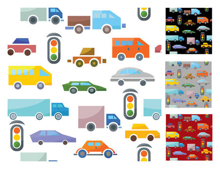 Seamless patterns of vehicles.のイラスト素材