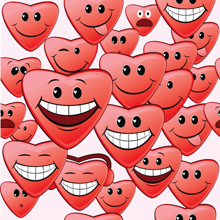 Seamless pattern of fun hearts のイラスト素材