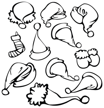 Santa's hats in different variants のイラスト素材