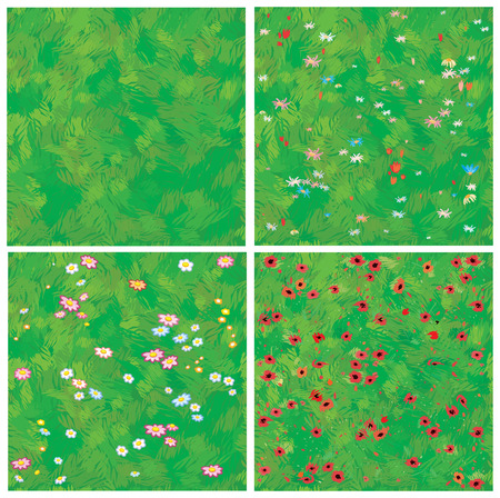 Seamless texture of grass and grass with flowers. のイラスト素材