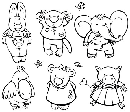 Silhouettes of cute animals. のイラスト素材
