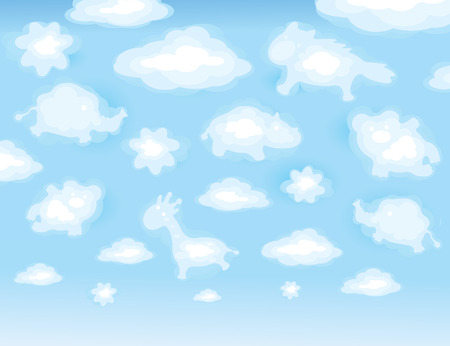 Cute background, funny toy clouds.のイラスト素材
