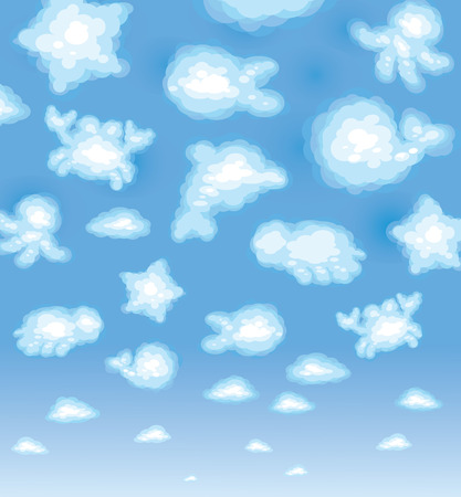 Cute background, funny toy clouds, sealife. のイラスト素材