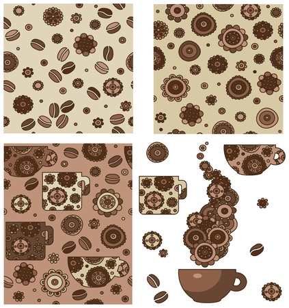 Seamless patterns and elements for coffee's design.のイラスト素材