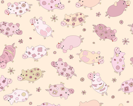 Seamless pattern of cute piglets.のイラスト素材