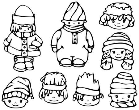  Silhouettes of kids.のイラスト素材