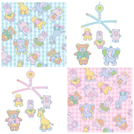Seamless pattern and mobile for baby  boy and girl design.のイラスト素材